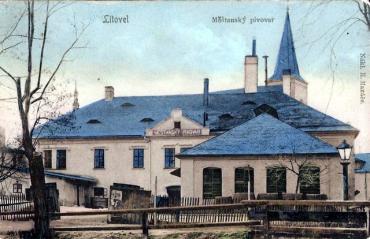 Měšťanský pivovar na pohlednici z r. 1906